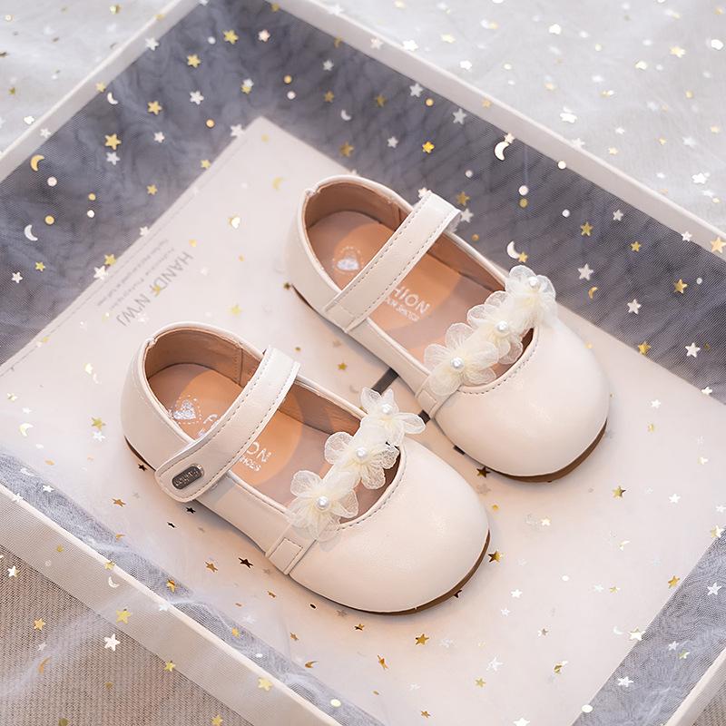 Girls princess shoes 2025 new summer baby girl white small leather shoes with skirt soft sole children's single shoes spring and summer