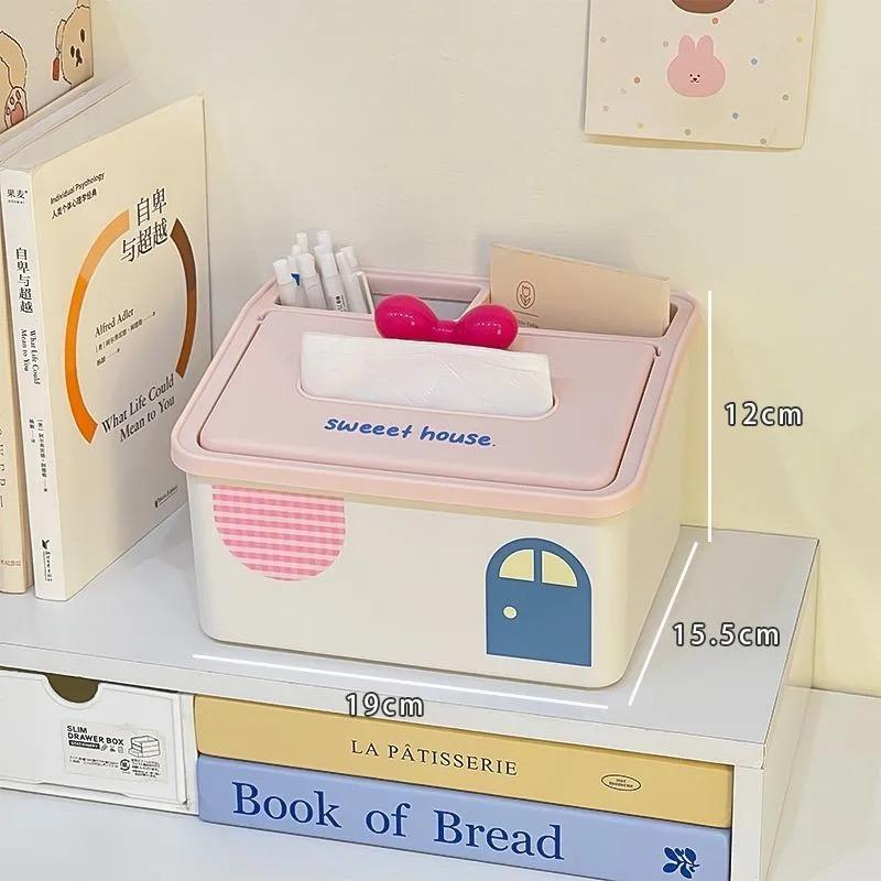 

Sweet House Multifunctional Storage Box Spring Tissue Box Desktop Decoration Creative Living Room Remote Control Storage Holder
