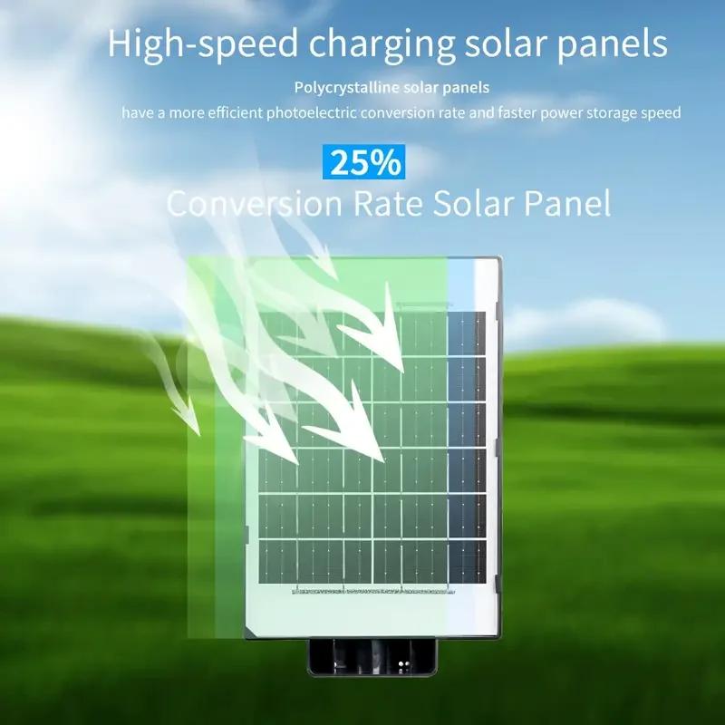 Modern Solar Powered Motion Sensor Street Light Outdoor IP65 Waterproof Floodlight with Remote Control for Garden Yard Garage Parking Lot