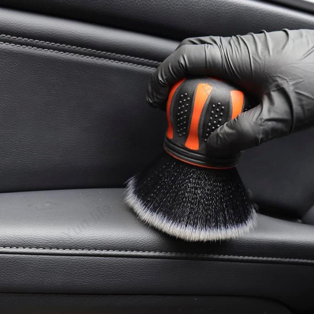 2pcs Car Detailing Brushes Automobile Interior Soft Bristles Brush Air Vent Dust Cleaner Dusting Cleaning Tool with Storage Rack