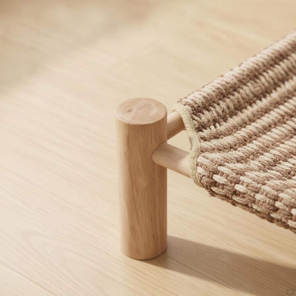 Comfortable Pet Bed with Wooden Legs | Breathable Woven Surface, Detachable Washable Design,