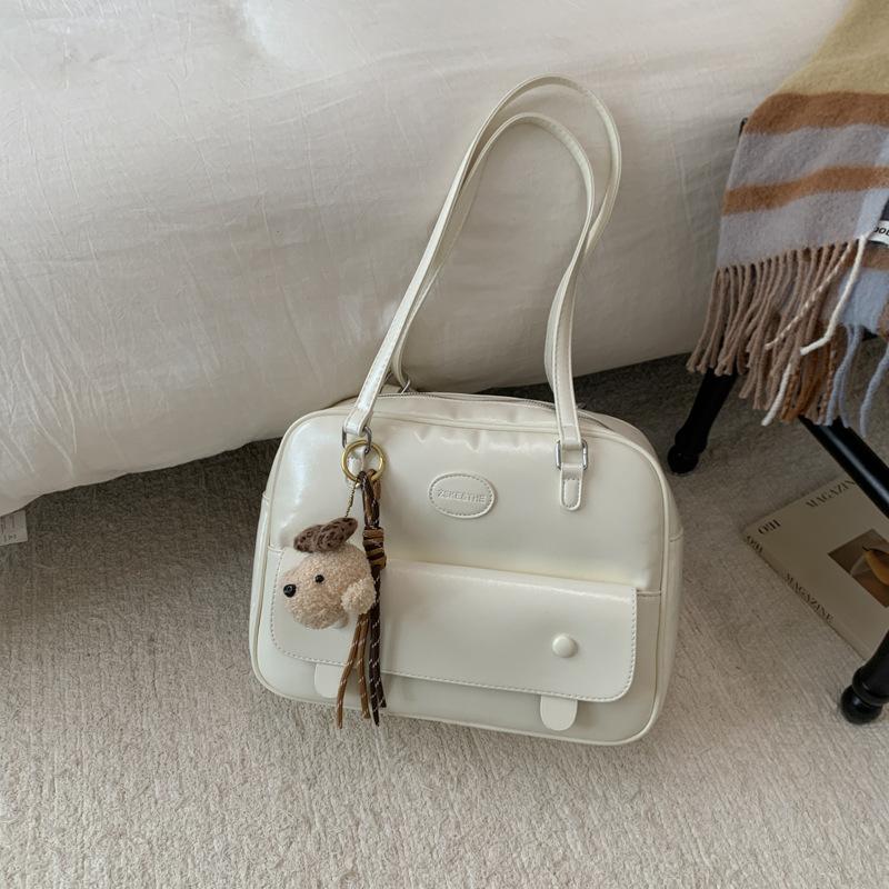 

2025 осень новая мода простая наплечная сумка нишевая сумочка корейский тренд портативный рюкзак на двойном плече женский no pendant белый