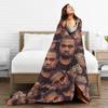 K-Kanye West Face Flannel Blankets Quality Super Soft Rapper Throw Blanket Autumn Airplane Travel Couch Chair Pattern Bedspread