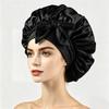 Silky Satin Sleep Cap with Tie-Up Ribbon for Women - Hair Care Hat