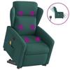 Electric Massage Recliner with Rising Assistance Dark Green Fabric