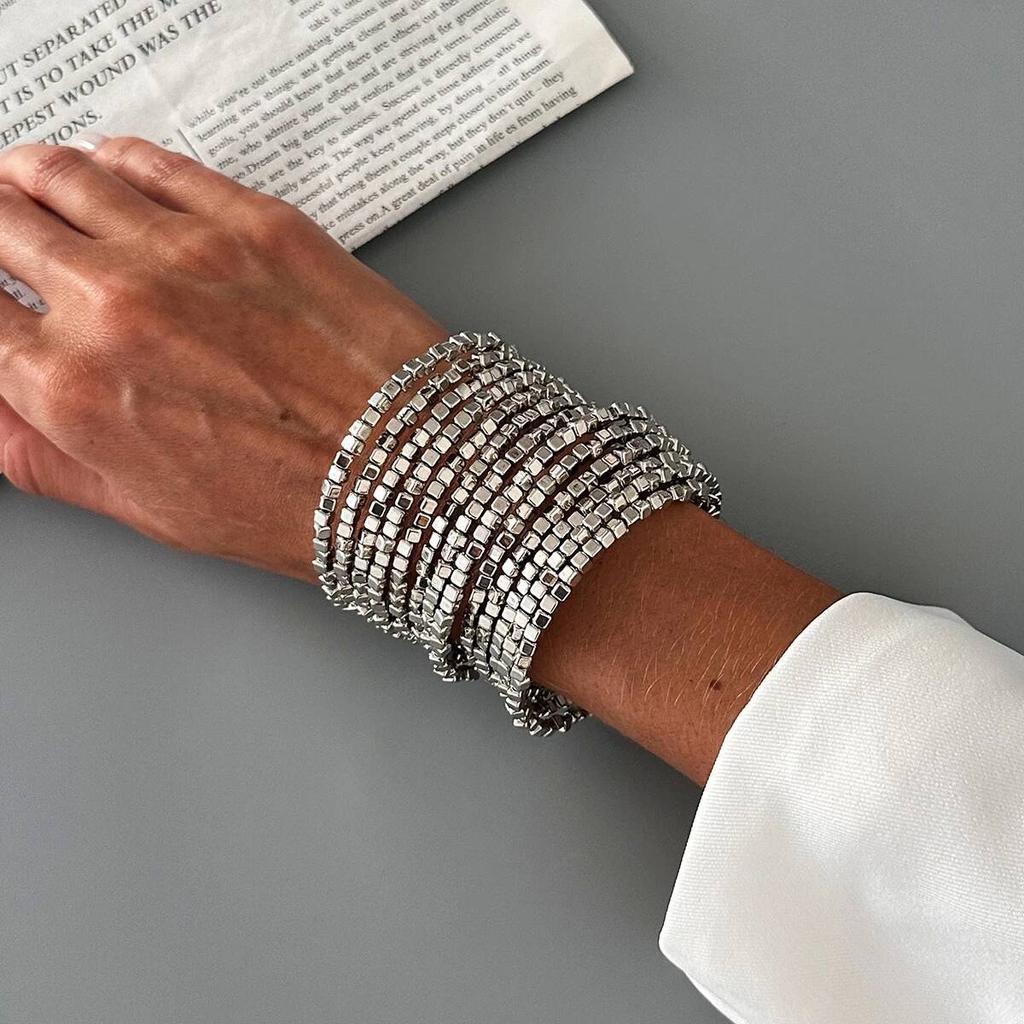 Ingemark Vintage Multi Layer Wide Bracelet for Women Punk CCB Acrylic Bead Chain Bangle Bracelet Fashion Jewelry Accessories