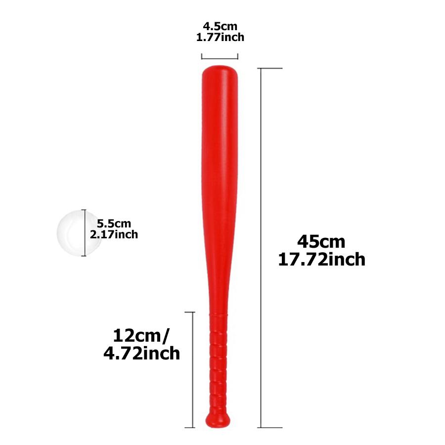 45cm Plastic Anti-slip Baseball Bat with 5.5cm Baseball Outdoor Interactive Ball Games Creative Baseball Training Party Gifts