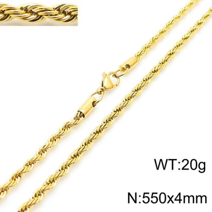 Jewelry Wind Twist Rope Chain Hiphop Hip Hop Electroplated Men'S And Women'S Titanium Steel Twist Chain