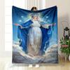 Coperta artistica in flanella della Vergine Maria misericordiosa, 6 taglie, per divano, ufficio, pisolino, per tutte le stagioni, lavabile in lavatrice