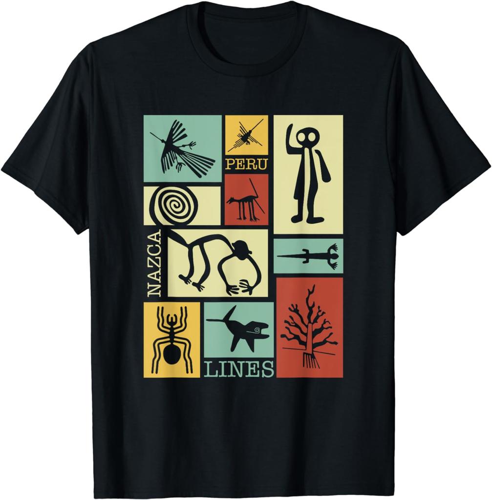 Linee di Nazca Perù Geoglifo Scimmia Astronauta Ragno T-shirt Retrò Abbigliamento per Festival Vestiti Abbigliamento Donna T-shirt Grafiche Camisetas