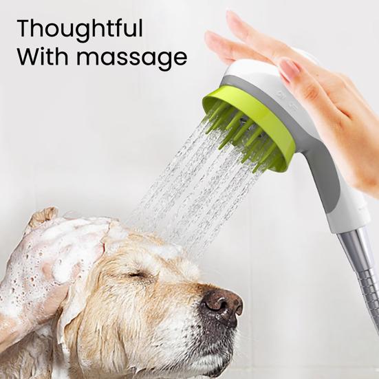Dog Shower Head with Massage Brush Gentle Attachment Sprayer Pet Shower Grooming Dog Shower for Shower