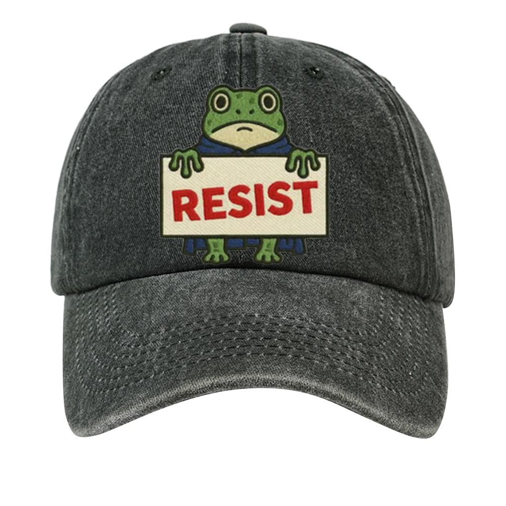 Men's Washed Cotton Baseball Cap With Printed Distressed Soft Top Denim Hat, Vintage Hat