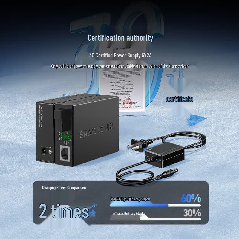 SAMZHE Gigabit Single-Mode Single-Fiber Fiber Optic Media Converter Pair