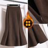 Women's High Waist Mermaid Skirt Corduroy Vintage Casual Solid Color Mid Length Long Skirt