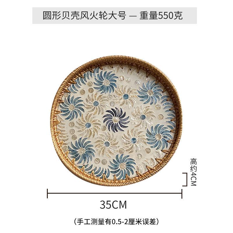 30-35cm Handmade Rattan Decorative Round Restaurant Storage Picnic Basket