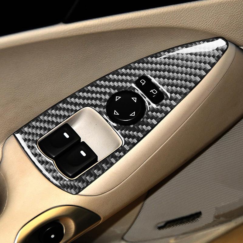 For Chevrolet Corvette C6 2005-2007 4PCS Real Carbon Fiber Window Shift Interior Trim Sticker Car Interior