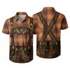 Men’s Short Sleeve Button Down Shirt with Vintage Festival Print Relaxed Fit Casual Party and Everyday Wear Top