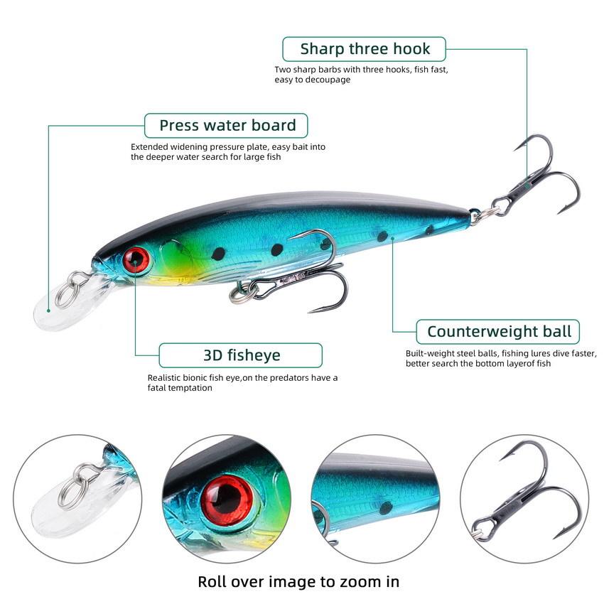 Stainless Steel Live Bait Minnow Lures Bionic Laser Design Long-Cast Freshwater Saltwater Hooks  Set for Bonefish