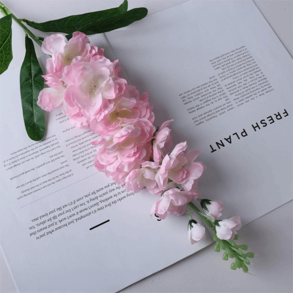 3D 85cm Artificial Violet with Leaves Long Stems Faux Larkspur Fake Bouquet Wedding