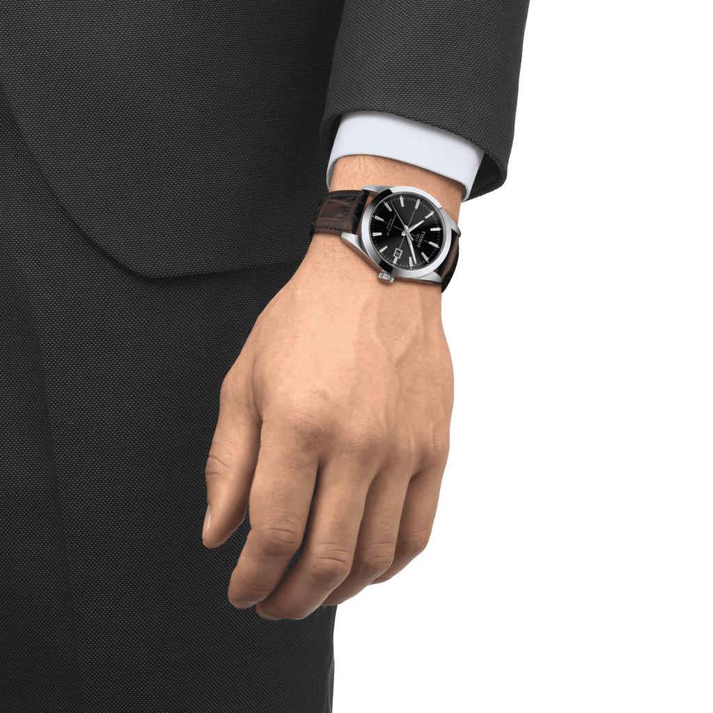 Tissot Leather Strap black Dial Men's Fashion Watch T127.407.16.051.01