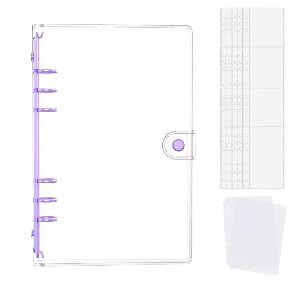A6 Size Sticker Book with Transparent Binder Cute Sticker Notebook for Girls X Card Sleeve Refills X Underlay Sheets X Character Sticker A6 Sticker