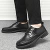 Black Round Toe Thick Sole Men's Leather Shoes Fashion 2025 Social Classic Original Adults Luxury Male Casual Shoe In Promotion