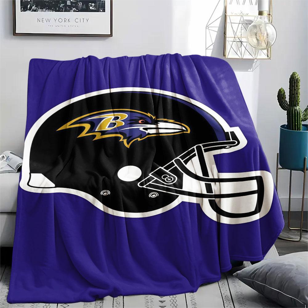 BAL Ravens Printed Flannel Blanket, soft throw for bedroom sofa, washable, fan merchandise, great gift.