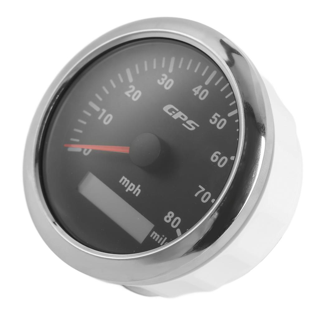 GPS Speedometer 85mm3.35in Odograph 80MPHH Stainless Steel Universal for Cars Engines BoatsBlack
