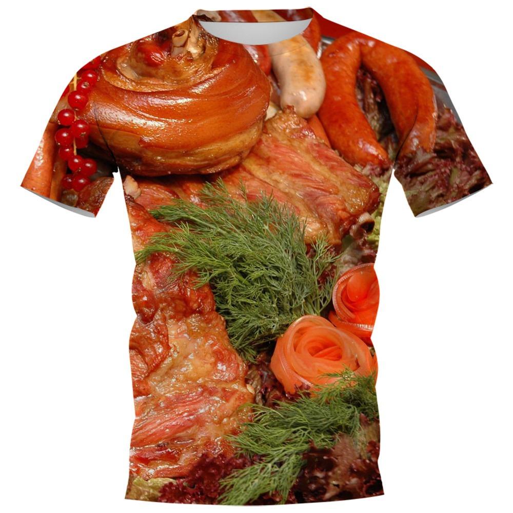 Funny Sausage Food 3D Print T-Shirts Men Women Casual O-Neck Short Sleeve T Shirt Oversized Harajuku Y2k Tops Tees Kids Clothing