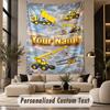 Construction Vehicles (37) Theme Custom Tapestry Personalized Custom Name Text Wall Hanging Tapestry Home Decor Background Cloth