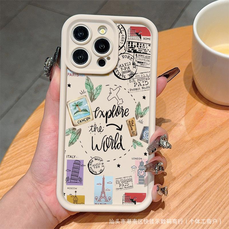 INS Travel Label Applicable iPhone11/12/13/14/15Pro Apple 16ProMax Mobile Phone Case