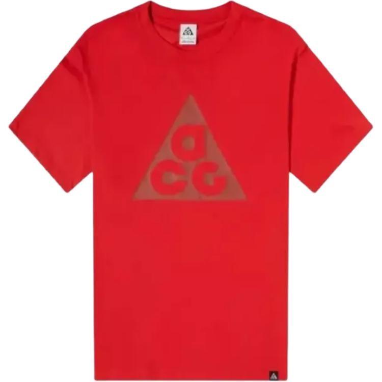 Nike ACG T Shirts Men's Red Crew Neck Moderate Straight Fit DJ3645-657