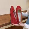 Retro Bow Single Shoes Female 2025 New Summer Within The High Female Shoes Red Ballet Flat Shoes Zapatos De Mujer
