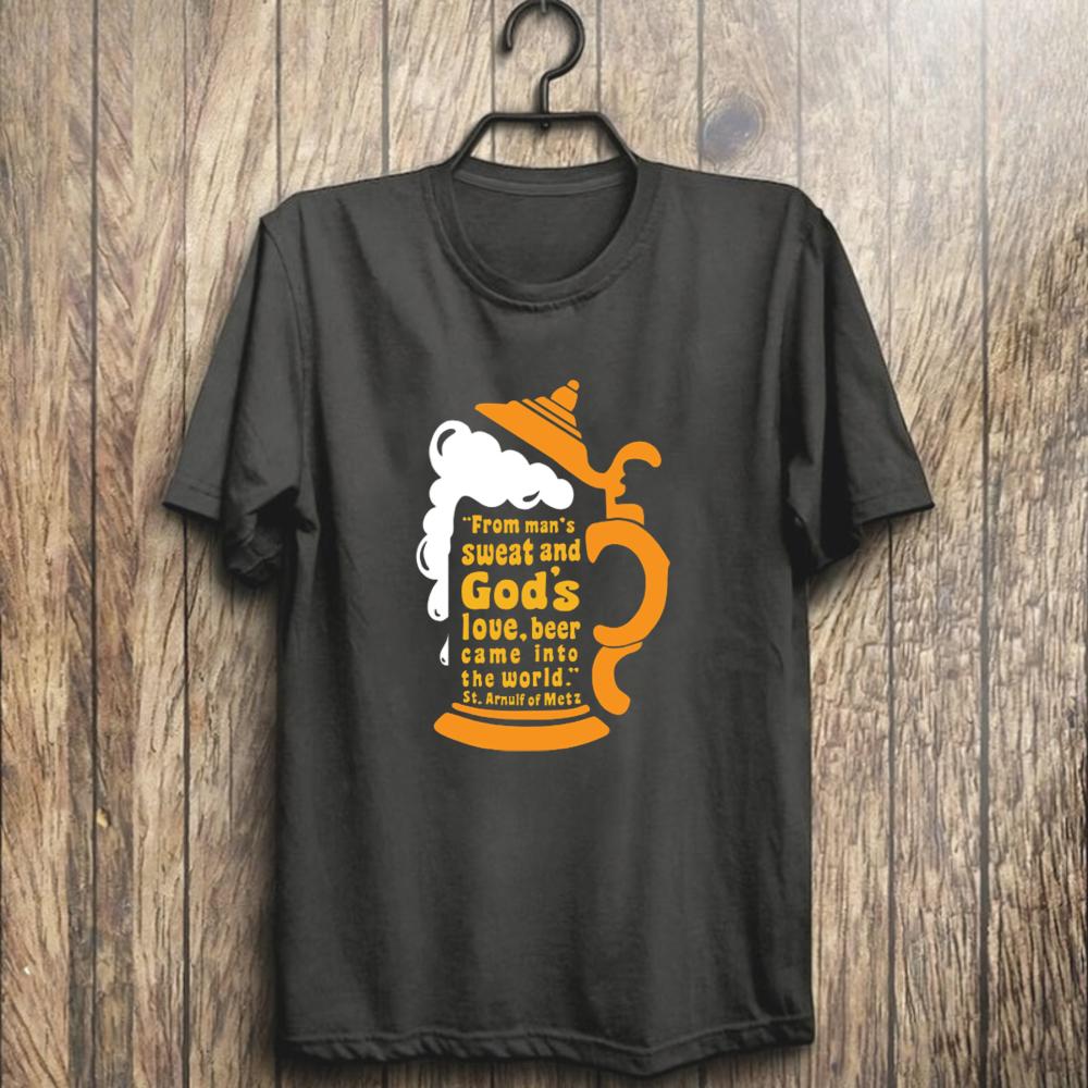 Saint Arnulf Beer Quote Graphic T-Shirt Men Unisex Tee Fashionable Streetwear Casual Summer Top Trendy Drinker Gift Cotton Shirt
