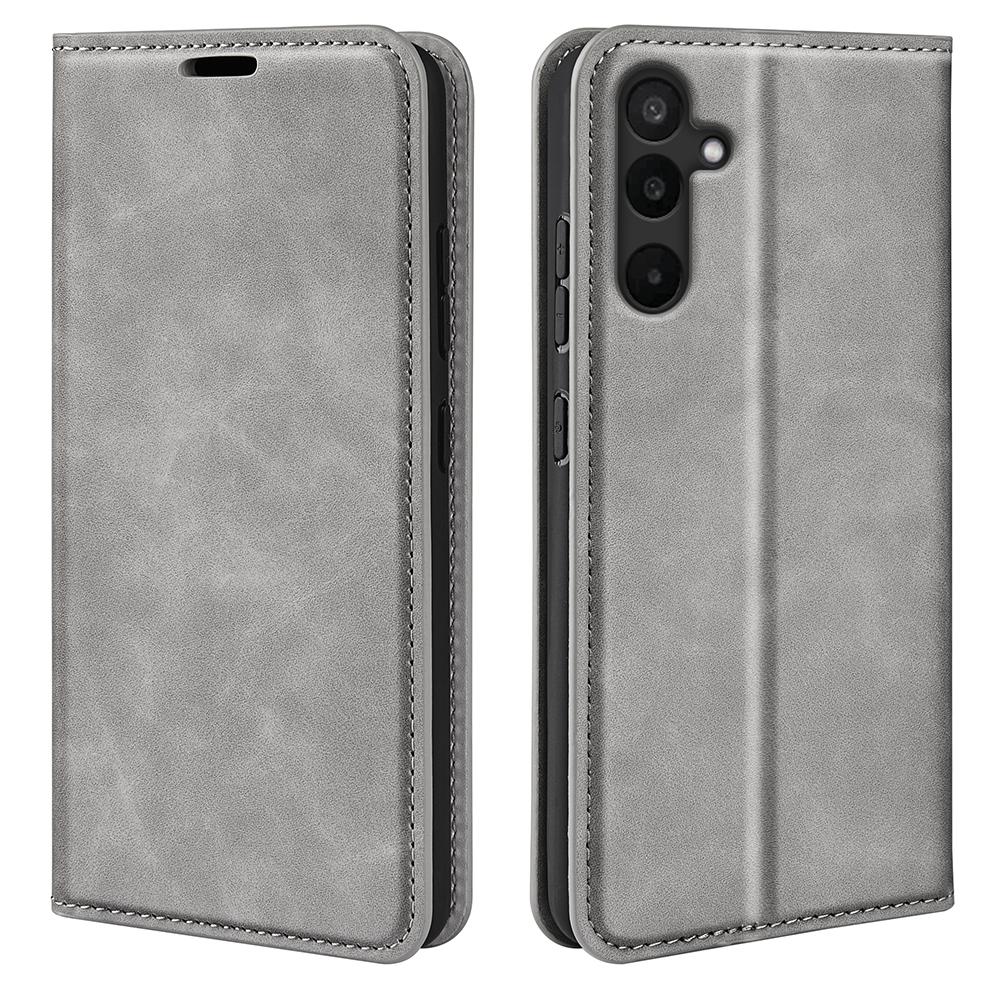 

For Samsung Galaxy M16 5G Case Skin Touch Leather Wallet Phone Cover Grey