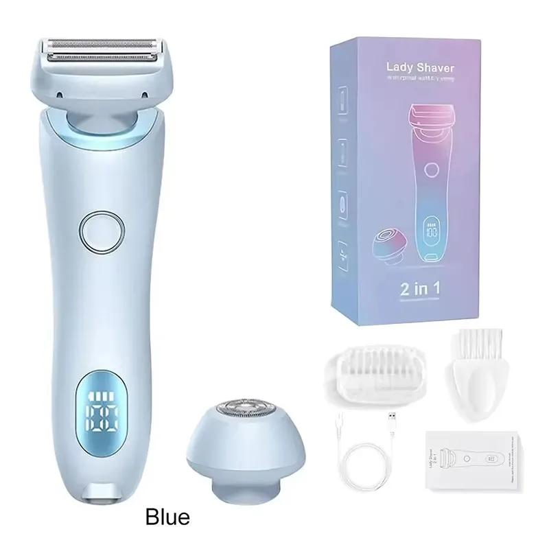 Electric Razors for Women 2 In 1 Bikini Trimmer Face Shavers Hair Removal for Underarms Legs Ladies Body Trimmer IPX7 Waterproof