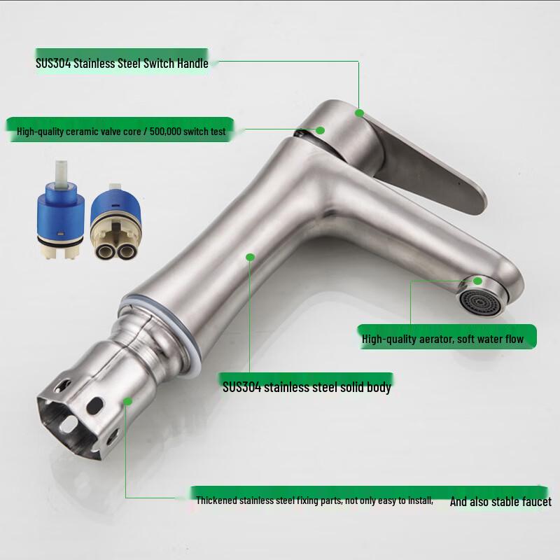 OEING Brushed Stainless Steel Basin Faucet