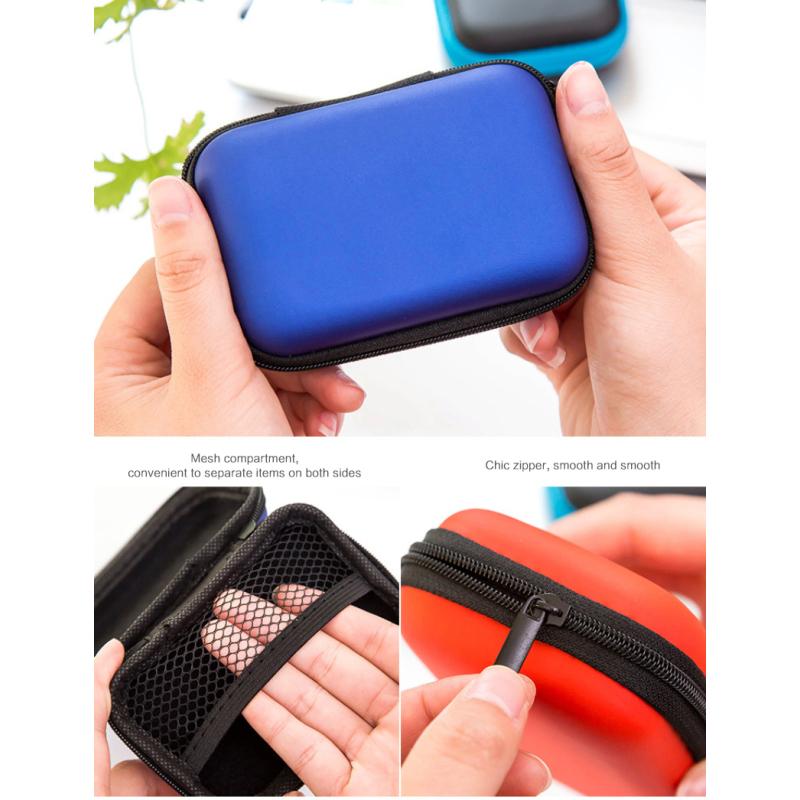 Hard Earphone Case Eva Leather Headphone Storage Bag Protective Usb Cable Organizer Portable Earbuds