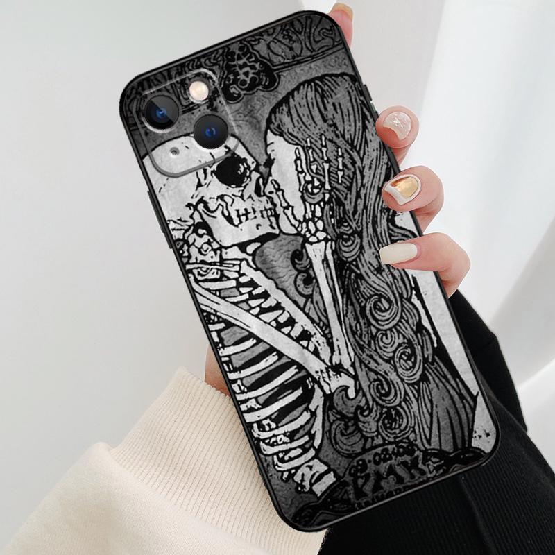 Skeleton Skull Kiss Phone Case For iPhone 17 Pro Max 14 13 12 11 15 16 Pro Max Mini 15 16 Plus 16e 17 Air Cover