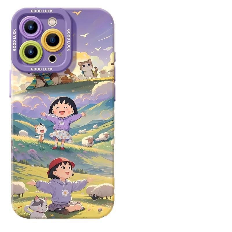 Purple Small Ball Apple 17 Pro Max Phone Case iPhone 17 with Lanyard 17 Pro Cute Air Silicone Case