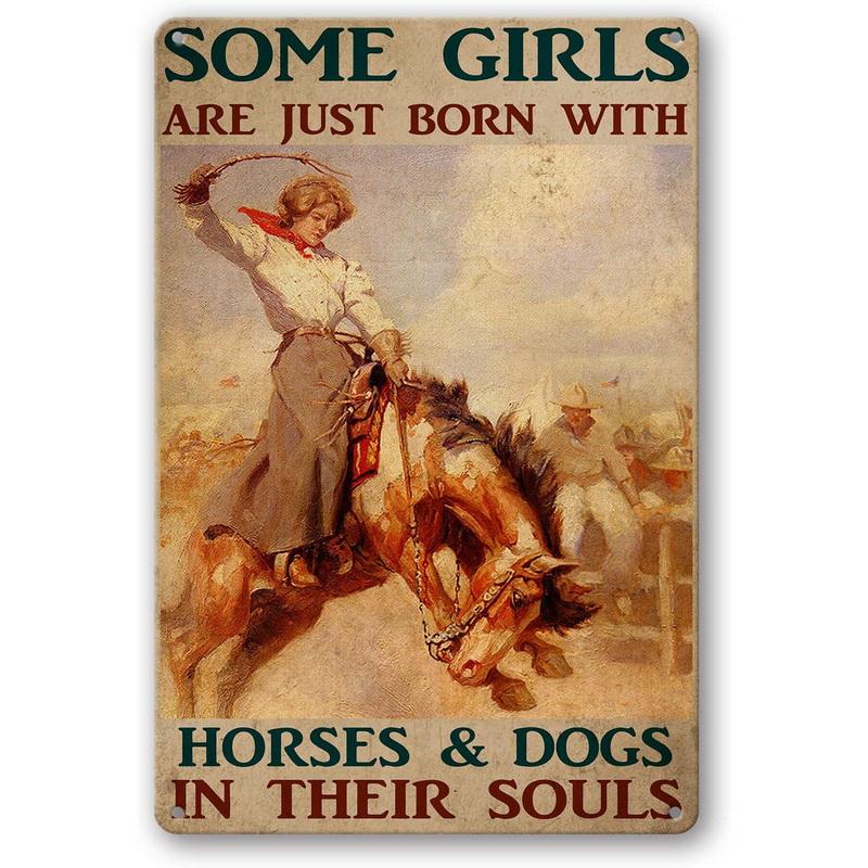 Vintage Cowgirl Metallschild Retro Westlich Reiten Zitat Blechschild für Heimbar Bauernhaus Dekoration Das Leben ist Hart Spirituell Wi