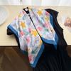 Korean version of small fresh imitation silk printing silk scarf small square scarf high-end shawl sunscreen neck scarf headscarf scarf