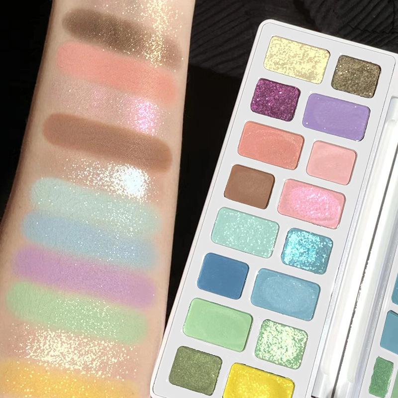DIKALU True Colors Pearlescent 16-Color Kids' Eyeshadow Palette for Impromptu Stage Makeup