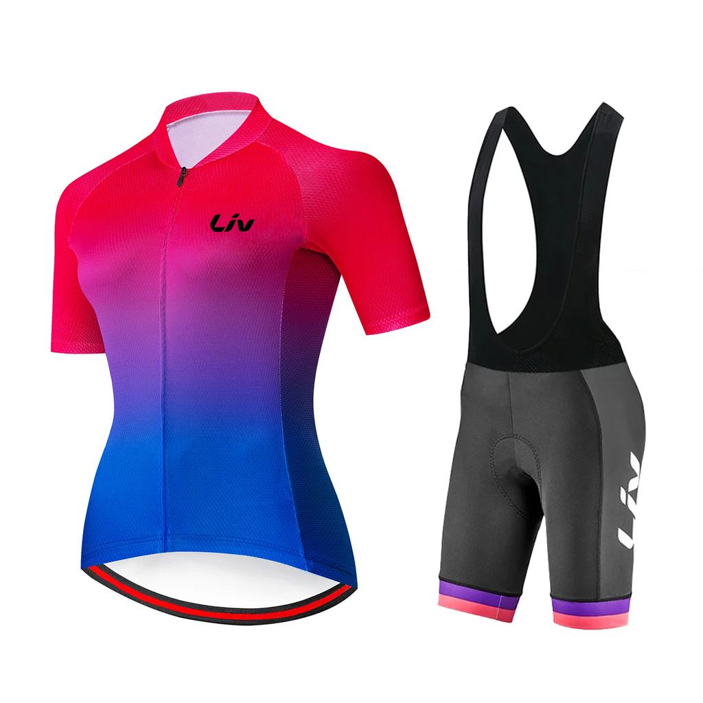 Clothing Women's Summer Cycling Clothing Short Sleeved Quick Drying Sportswear Outdoor Cycling Bib Cycling Set 2026 Summer Breathable Cycling Suit