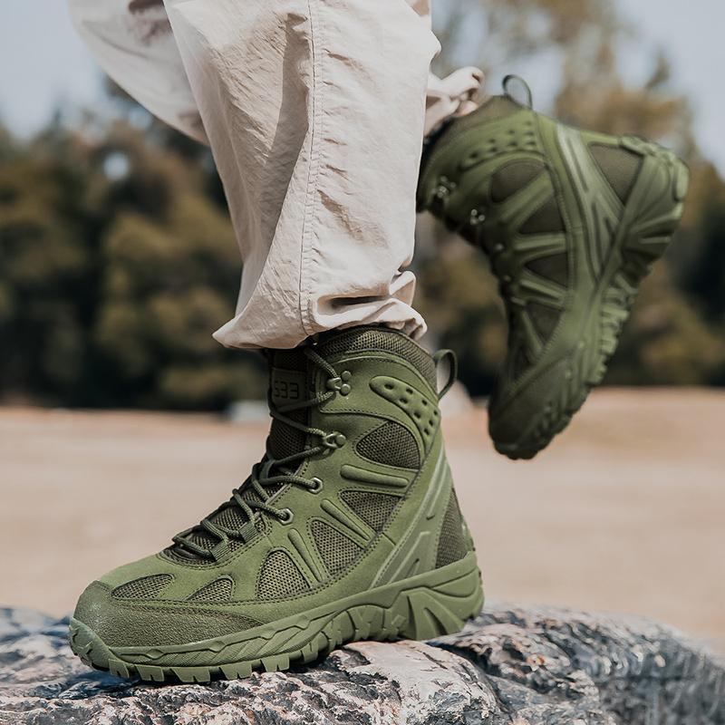 Large Size Military Boots Outdoor Men's Boots Wading Shoes High Top Hiking Boots Wear-resistant Cold Hiking Shoes