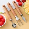 Taglia anguria Lama in acciaio inossidabile Manico in legno Multifunzionale Affetta frutta Utensile da cucina per la casa Taglio a cubetti di melone
