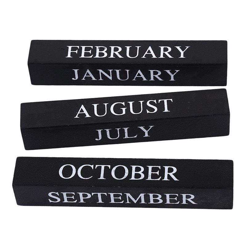 Calendario decorativo nordico bianco nero in legno semplice fai-da-te blocchi di legno decorazione per la casa
