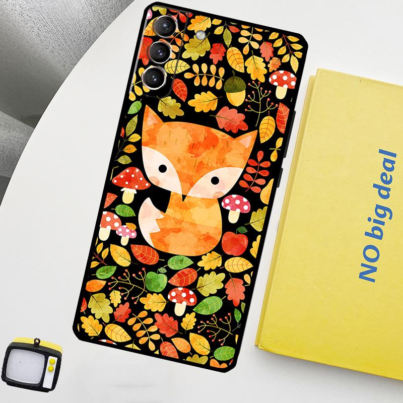 Autumn Leaves Fall Fox Phone Case For Samsung Galaxy S25 Ultra S20 S21 S22 S23 Plus S9 S10 S25 FE S24 Ultra Cover