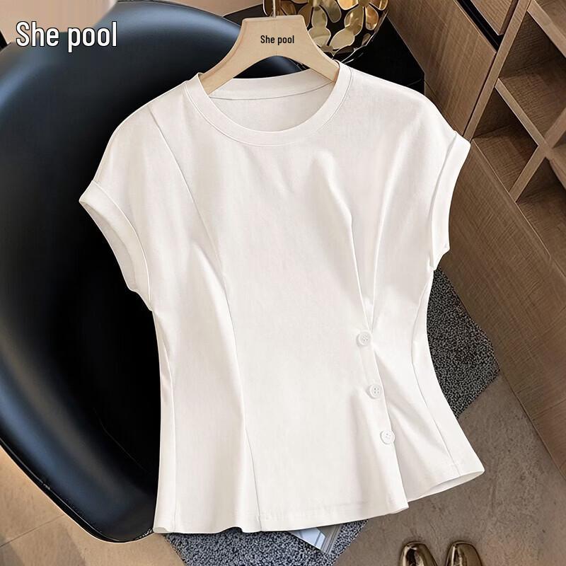Shechi Women s Asymmetrical Round Neck Ruffle Sleeve T-Shirt XL