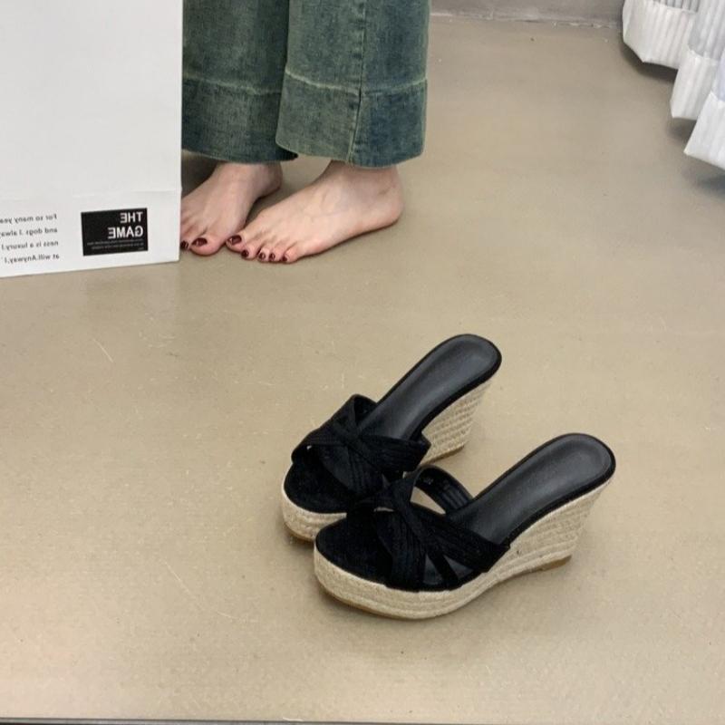 Wedges Women's Slippers High Heels Elegant Shoes Fashion Platform Women Sandals 2025 Summer Beach Pumps Cozy Zapatos De Mujer